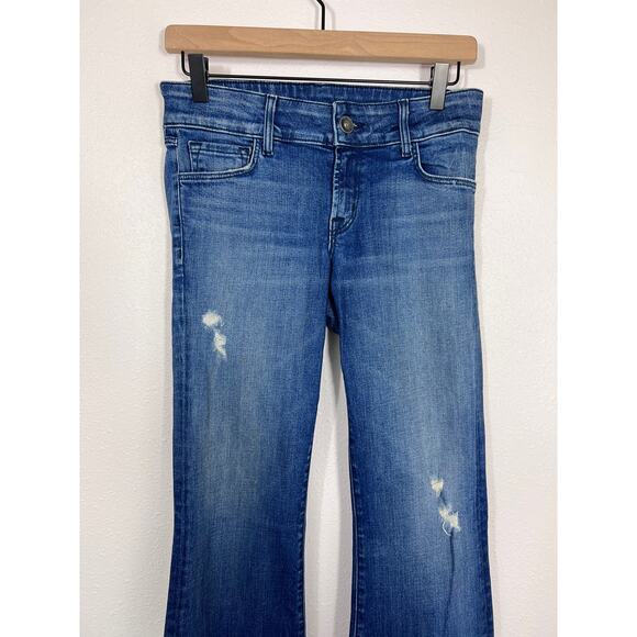 J Brand Love Story Mystic Flare Jeans Women’s Size 26 Distressed Blue - Picture 3 of 8